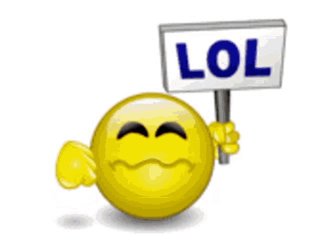 a smiley face is holding a lol sign