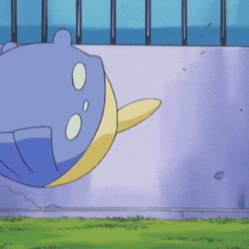 a cartoon character with a blue hat is flying through the air