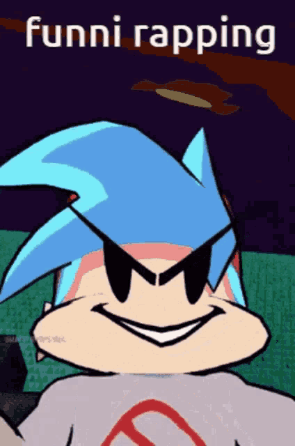 a picture of a cartoon character with the words funni rapping