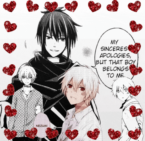 a collage of anime characters with the words my sincere apologies but that boy belongs to me
