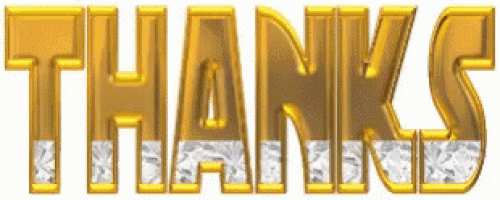 the word thanks is written in gold with diamonds on it