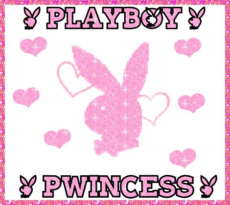 a pink playboy bunny surrounded by pink hearts and the word princess
