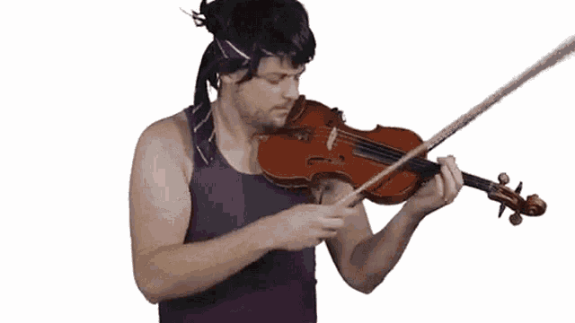 a man with a beard is playing a violin on a white background