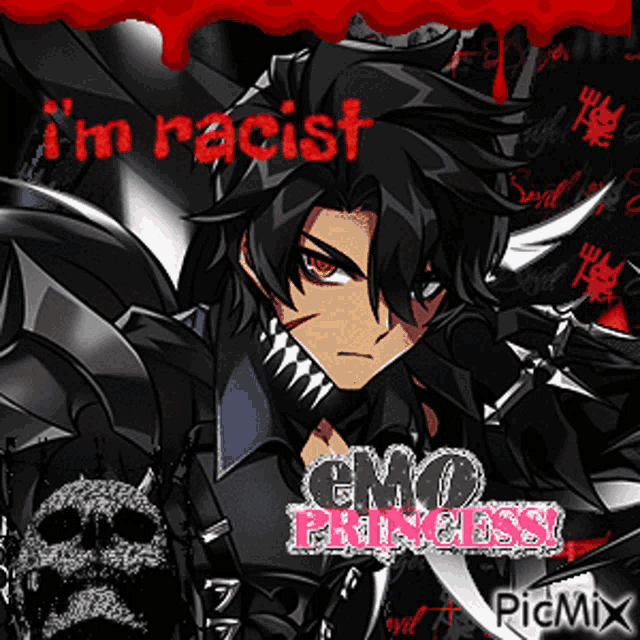 a picture of a cartoon character with the words " i 'm racist " on it