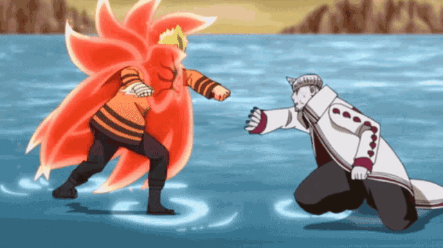 a cartoon of a man in a white coat kneeling down next to a man in a red cape