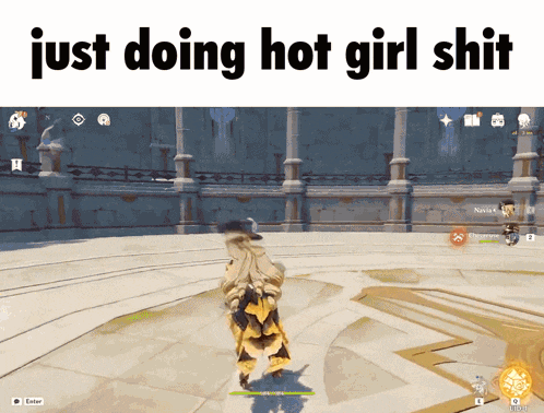 a video game with the words just doing hot girl shit