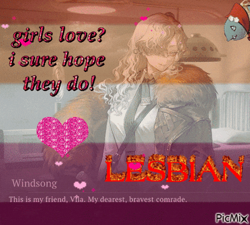 a picture of a girl with the word lesbian on it