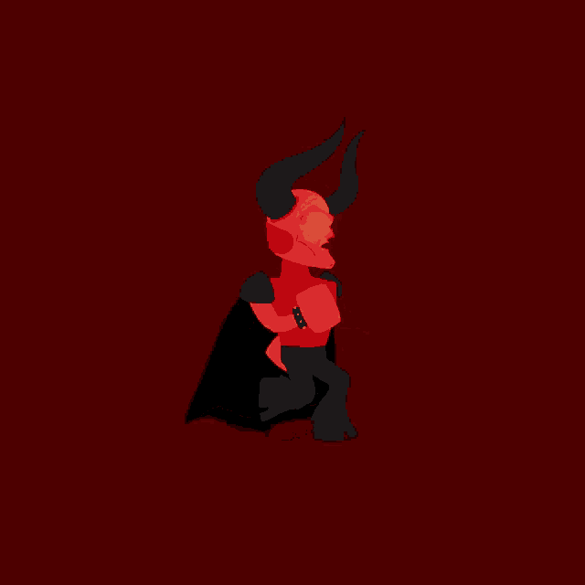 a cartoon illustration of a devil with horns and a cape