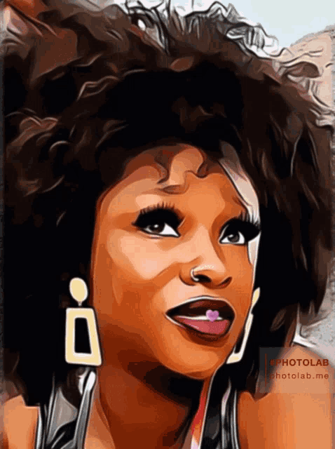 a cartoon drawing of a woman with a heart in her tongue