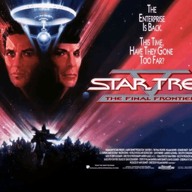 a poster for star trek the final frontier shows two men