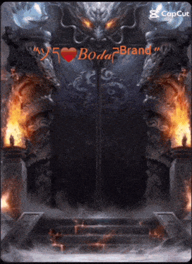 a picture of a door with a dragon on it and the words boda brand on it