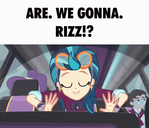a cartoon girl is sitting in a car with her eyes closed and the words are we gonna rizz !