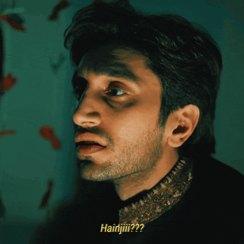 a close up of a man 's face with the words hainjiii?? below it