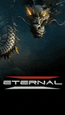 a poster with a dragon and the words " welcome to eternal "