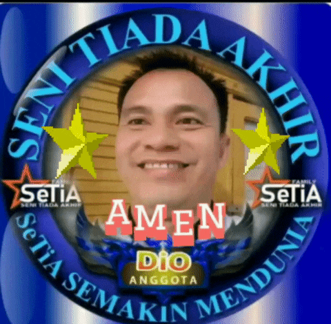 a picture of a man in a circle with the words amen dio anggota