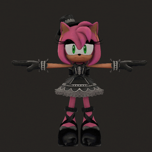 a 3d model of a girl with pink hair and a top hat
