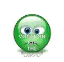 a green smiley face with the words `` vomit on joe , the dippot '' on it .