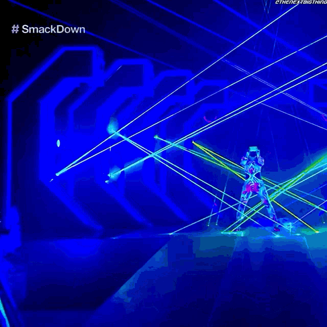 a smack down advertisement shows a man in a futuristic outfit