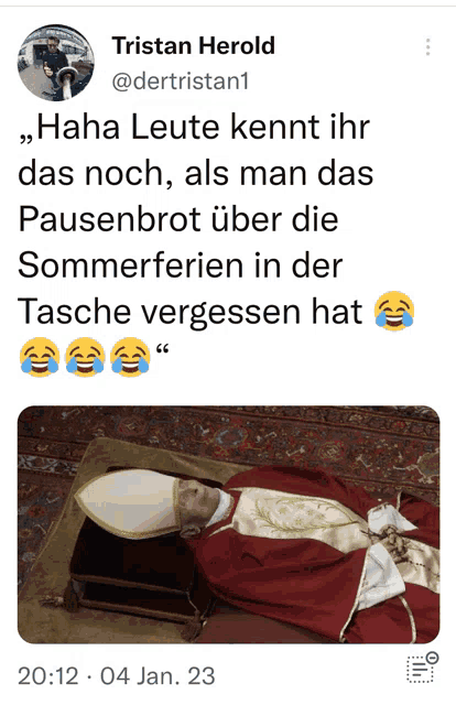 a tweet from tristan herold shows a picture of a dead man