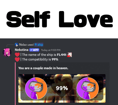 a screenshot of a discord conversation with the words self love