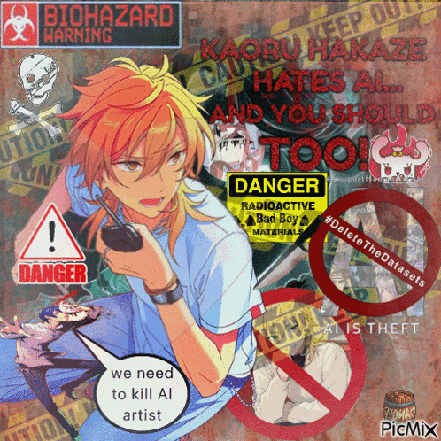 a collage of signs including one that says biohazard
