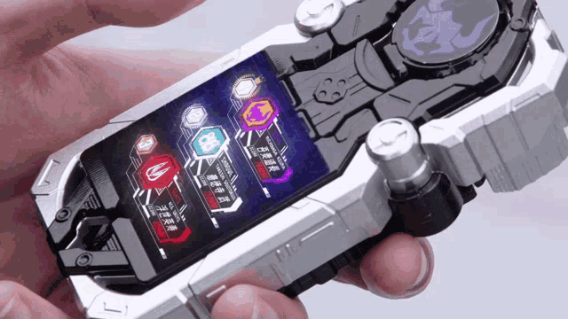 a person is holding a device with a screen that says ' 1 ' on it