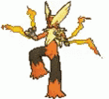 a cartoon drawing of a rabbit with flames coming out of its tail .