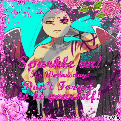 a picture of a man with wings and the words sparkle on wednesday