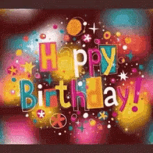 a colorful birthday card with the words happy birthday on it