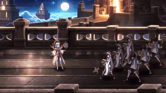 a pixel art of a girl standing in front of a castle with the letter d on it