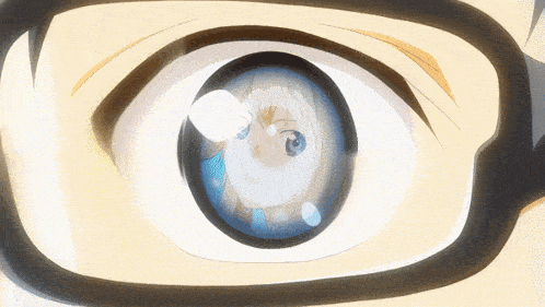 a close up of a person 's eye with a reflection of a girl in it