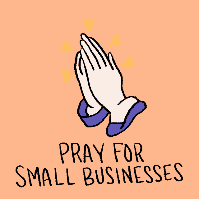 a drawing of praying hands with the words pray for small businesses