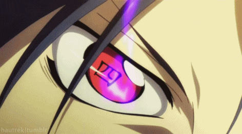 a close up of a person 's eye with a purple light shining through it