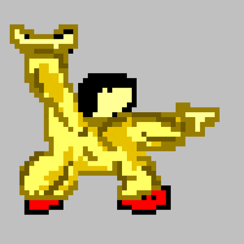 a pixel art drawing of a person with the letter t on his chest