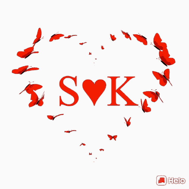 a heart with the letter s surrounded by butterflies