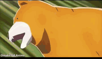a cartoon of an orange bear with a white nose and mouth is being animated by omake gif anime