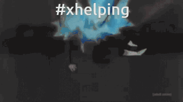 a blue background with #xhelping written in white letters