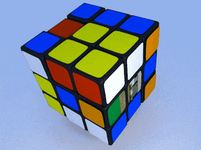 a colorful rubik 's cube with a blue background