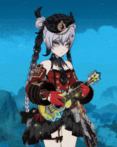 a cartoon character is holding a guitar in her hands
