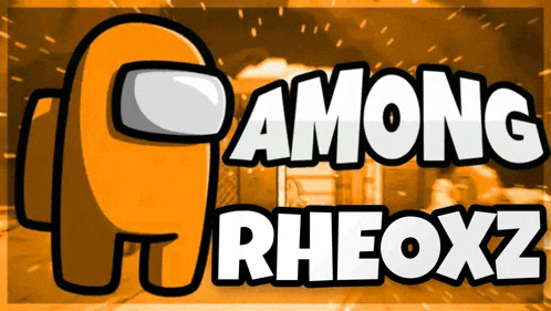 among rheoxz logo with a yellow among us character on it