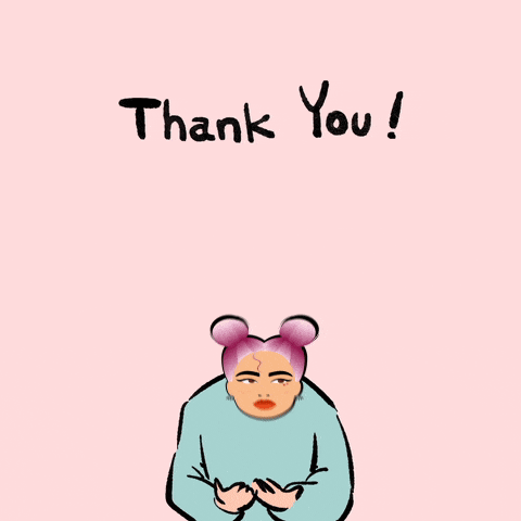 a drawing of a girl with her arms outstretched and the words thank you written below her