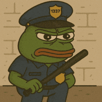 a frog in a police uniform with the number 1337 on it