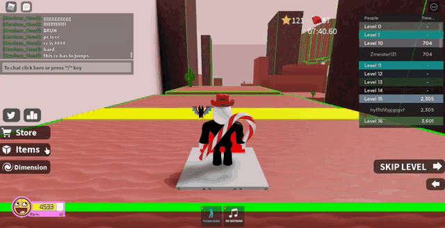 a person holding a candy cane in a video game that says skip level