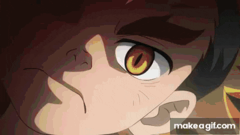 a close up of a cartoon character 's face with yellow eyes