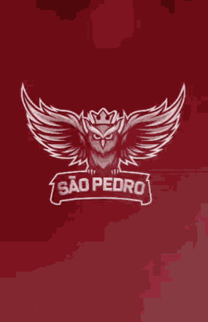 a logo for sao pedro with an owl with wings and a crown on its head