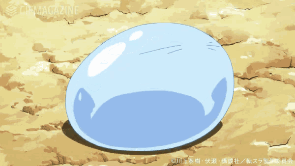 a cartoon drawing of a blue slime with chinese writing