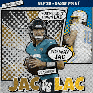 a poster for a football game between the jaguars and the lakers