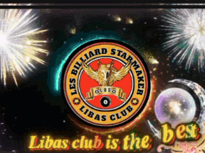 a logo for libas club is surrounded by fireworks