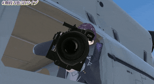 a cartoon character holding a camera with the letter ok on it