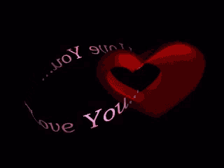 two red hearts that say i love you